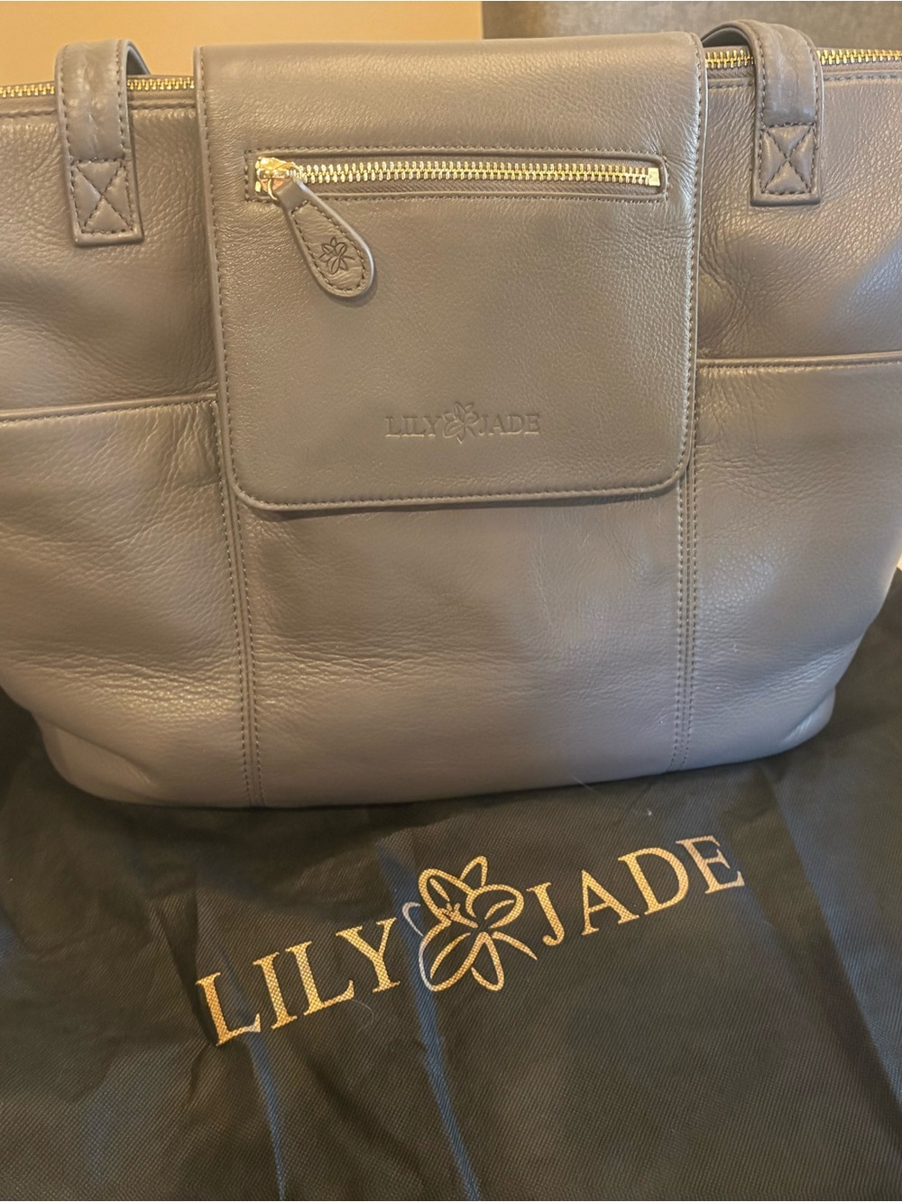 Lily Jade Gray Leather Madeline Convertible Diaper Bag Purse Backpack Crossbody